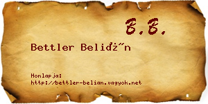 Bettler Belián névjegykártya